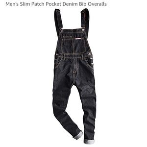 Sokatoo Men's Slim Patch Pocket Denim Bib Overalls